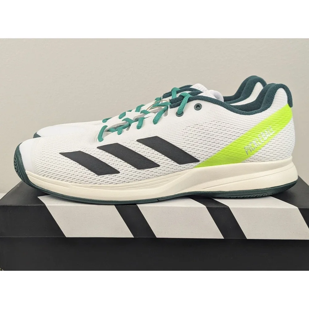Adidas Courtflash Pickleball Mens 12 Tennis White Green Shoes Sneakers JQ0695